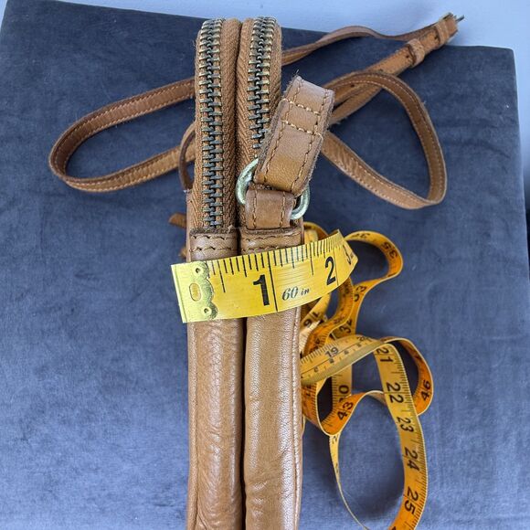 Marta Ponti Genuine Leather Crossbody Small Tan Shoulder Purse Travel Organizer - Picture 12 of 12